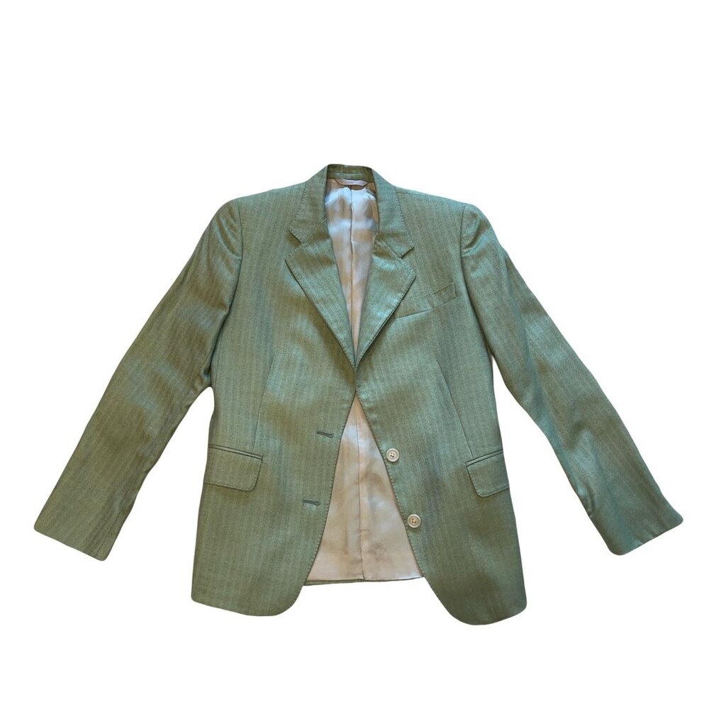 Custom Made Cashmere-Silk Green Blazer